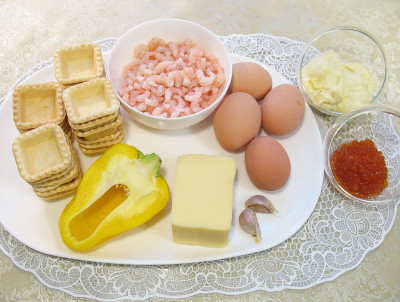 Рецепт салата в тарталетках с семгой — фото продуктов