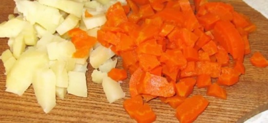 морковь, картофель, нарезка 